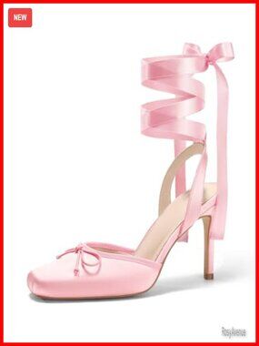 Satin Ballet High Heels Square Toe Lace Up Bow Pumps Prom Shoes